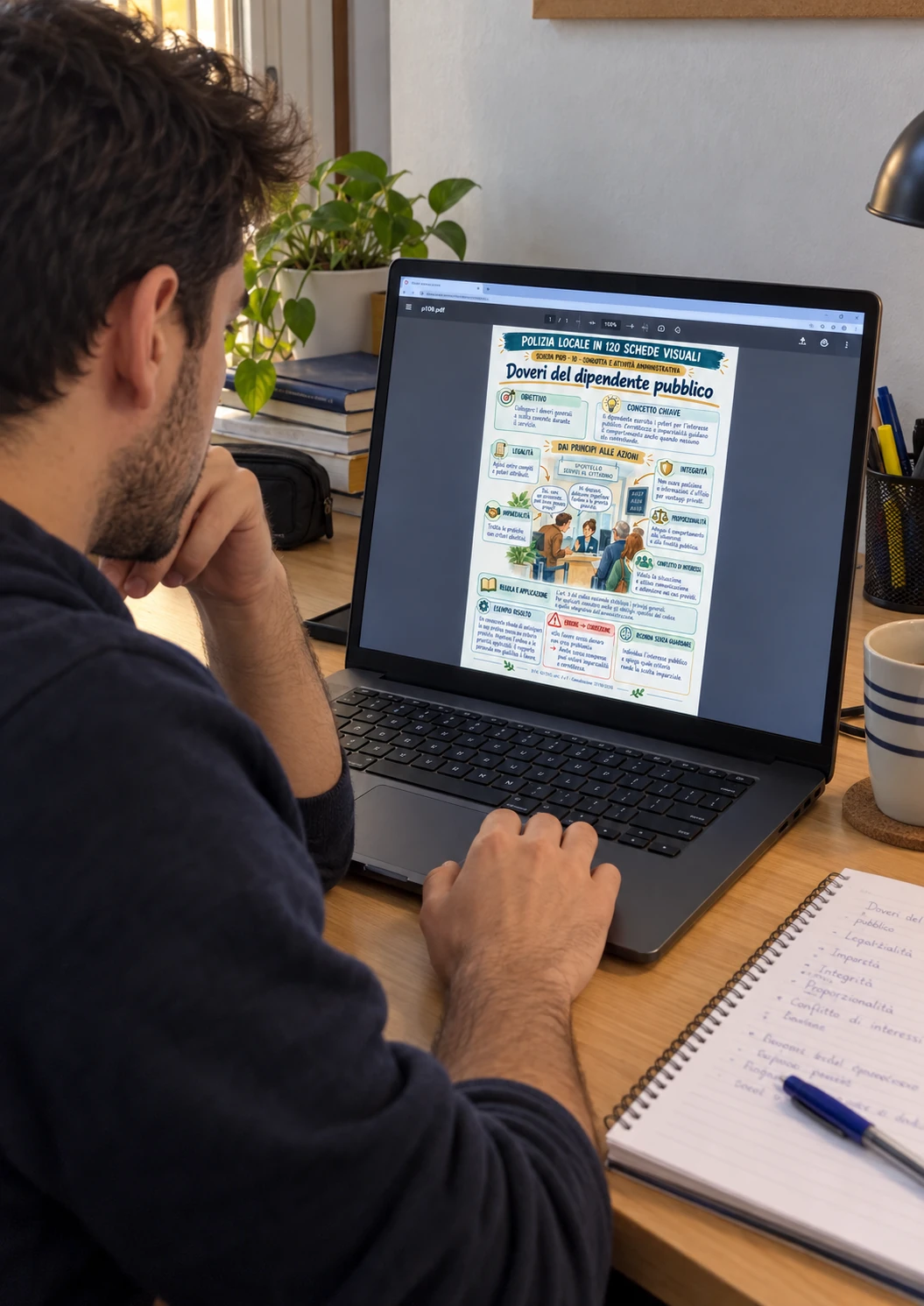 Scheda Doveri del dipendente pubblico letta sul computer